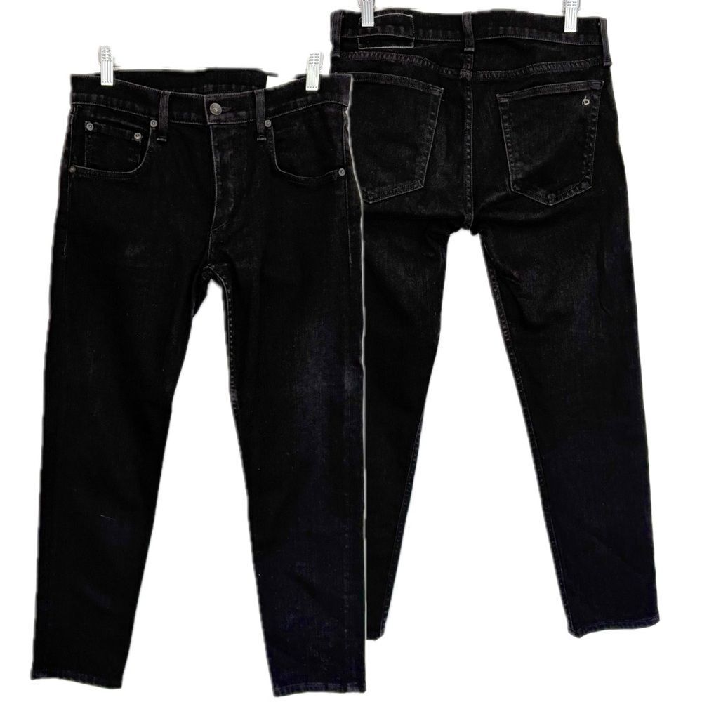 Rag & Bone Fit 1 Extra Slim Black Jeans Mens Size 31 Button Fly Stretch Skinny